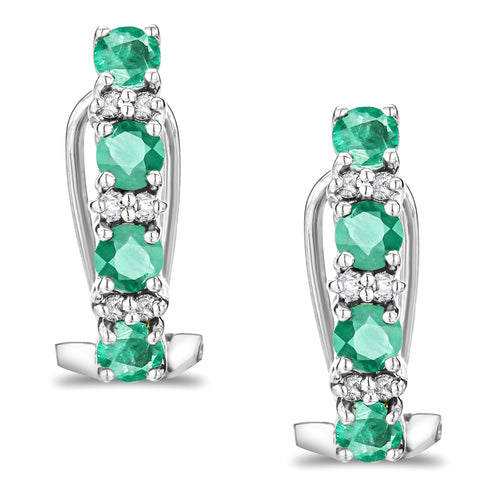 Emerald 1.10CT And Diamond 9K White Gold Earrings